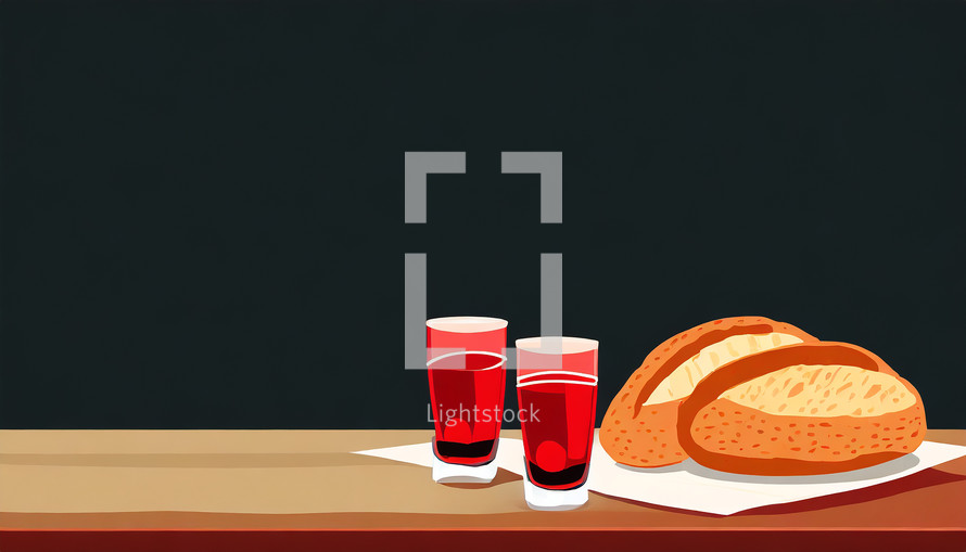 Communion Cups and Bread 