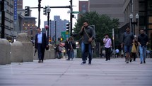 4K 60fps Slow Mo People Walking Boston Foot Traffic Building City