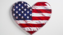 Generative AI heart in the form of an American flag on a white background