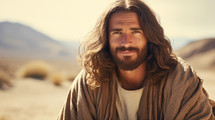 A portrait of Jesus Christ. Son of Man, son of god, desert ancient Israel 