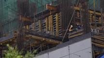 Asian Construction Workers Building Skyscraper Trade Steel Concrete Build Tools Asia Re Bar