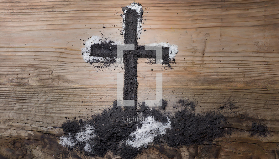 Cross in Ash on Wood
