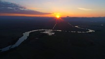 Aerial Sunset Asian Landscape Jungle River Incredible Flyover Drone
