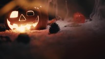 Lightning and lightning and the scary halloween pumpkin
