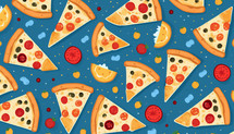 Colored backgrounds with pizza. AI generative.