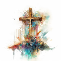 Painting of a Cross on a Hill