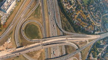 Aerial birds-eye view of the Toronto Highway 401 and the Don Valley Parkway called DVPHD