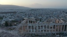 Athens Greece Aerial Acropolis Re Construction Drone Temple History Drone Flyover