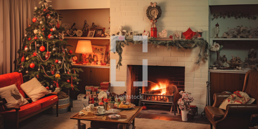 A nostalgic Christmas living room from the 1970s