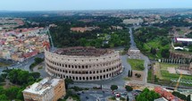 Rome Drone Aerial Helicopter Colosseum Amphitheater Flight Birds Eye View 
