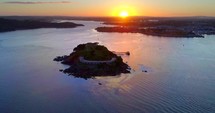 4K Sunset Plymouth England Aerial Ocean Drakes Island Military Navy Wwii Nuclear Bunkers World War Barracks