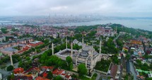Aerial Hagia Sophia Blue Mosque Istanbul Turkey