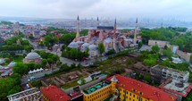 Aerial Hagia Sophia Istanbul Turkey Basilica Orbit Establishing Drone Shot