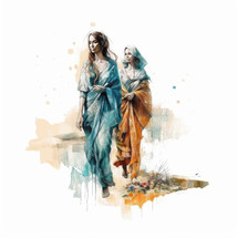 Artistic Painting of Jewish Women Walking