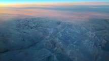 Aerial Snowy Mountains Helicopter Siberia Rugged Landscape Cinematic 4K Nature