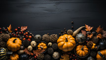 Halloween background with pumpkins and cospy space