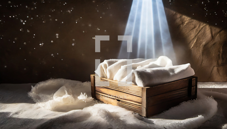 A Cradle in a Manger with  Heavenly Light 