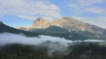 Aerial Italy Dolomites Fog Drone Mountians Trees Wilderness Beauty Sunrise