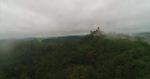 Aerial Wartburg Castle Foggy Clouds Eisenach Germany Martin Luther Reformation History Cinematic Drone