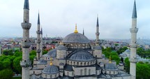 Aerial Istanbul Turkey Basilica Jib Move Establishing Shot Blue Mosque