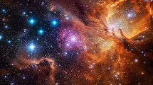 Photo concept of the Hyades star cluster, highlighting its red giant stars and surrounding dust clouds Generative AI