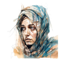 Artistic Painting of Jewish Woman in Sadness
