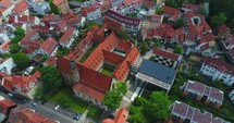 Aerial Erfurt Germany Martin Luther Monastary Church Reformation History Cinematic Drone