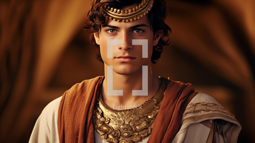 Young Roman Ruler in roman military uniform