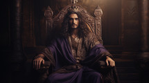 biblical king of babylon nebuchadnezzar ii sitting on throne, 
