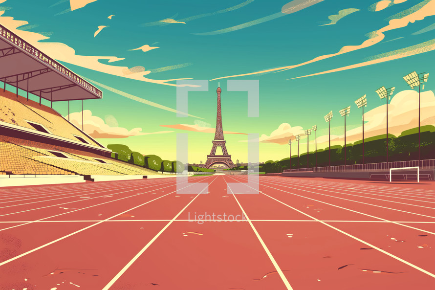 AI Generated Image. Illustration of International sports competition in France with empty space