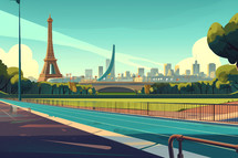 AI Generated Image. Illustration of International sports competition in France with empty space