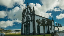 Ermida de Nossa Senhora Mae de Deus church in Ponta Delgada, The Azores, Portugal against a blue sky