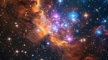 Realistic portrayal of the Beehive Cluster, showcasing its open star cluster structure and diverse stellar population Generative AI