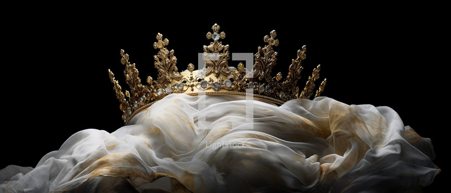 A golden crown embedded on a royal garment
