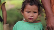 Sad Asian Child Poverty Girl Living In Small Village In The Mountains Poor Ethnic Philippines
