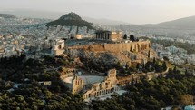 Greek Legend myth mythology historic Drone Aerial Acropolis Parthenon Athens Greece 4k
