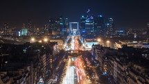 The Financial District at Night seen from the of the Arc de Triomphe