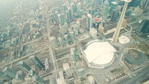 Aerial video of Toronto's Downton as seen from a helicopter