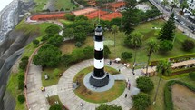 Aerial shot around lighthouse