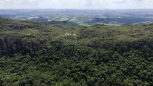 Drone descends on Calcada dos Escravos on Serra do Sao Jose near Tiradentes, Brazil