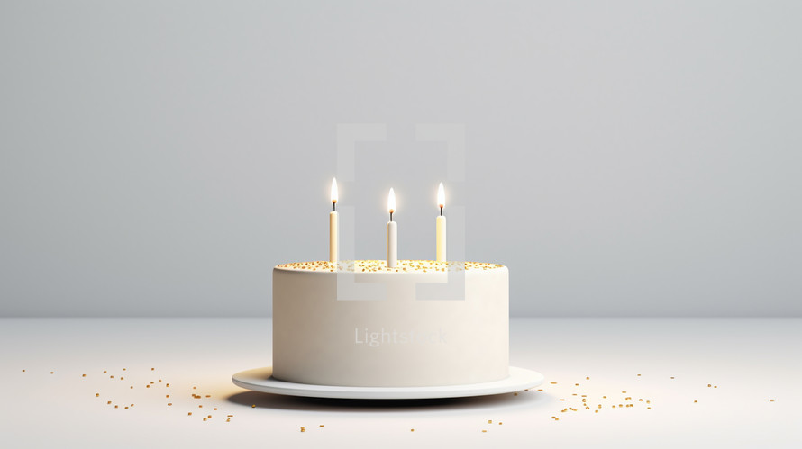 Minimalist birthday cake with neutral background
