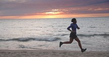  Woman Running On Beach Stunning Sunset Lake Michigan Health Fitness Wellness