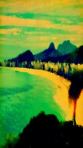 Rio de Janeiro, Baía de Guanabara, Vista do Forte do Leme - Psychedelic Watercolor style Animation - Loop.	
