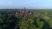 Angkor Wat Aerial Cambodia Tourism Establishing Shot Drone Sunrise