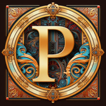 3D Emblem of Letter P in Ancient Painting Style Art
