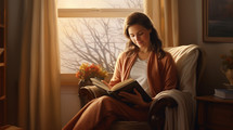 Woman reading her Bible in the morning
