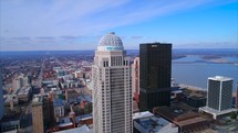 4K Aerial Louisville Kentukey Crane Shot Skyline Mercer Tower Pnc Building City River Flyover