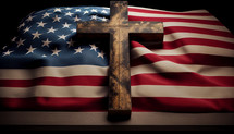 A cross on an American flag
