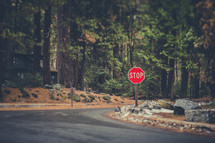 a stop sign on a neighborhood street 