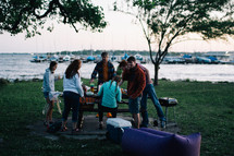 family picnic by a marina 